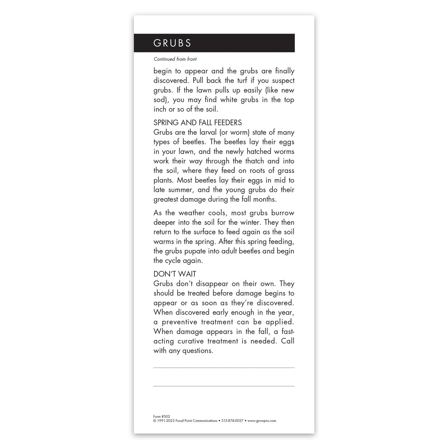 #302 - Grubs Grow Note