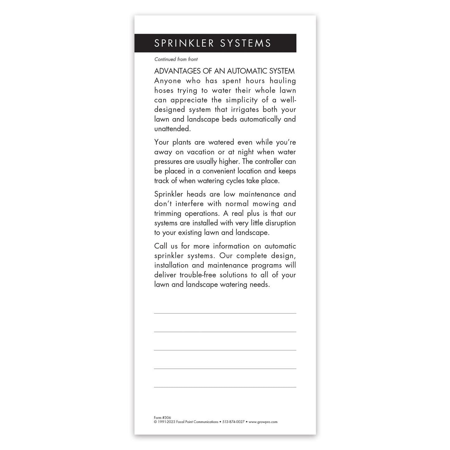 #306 - Sprinkler Systems Grow Note