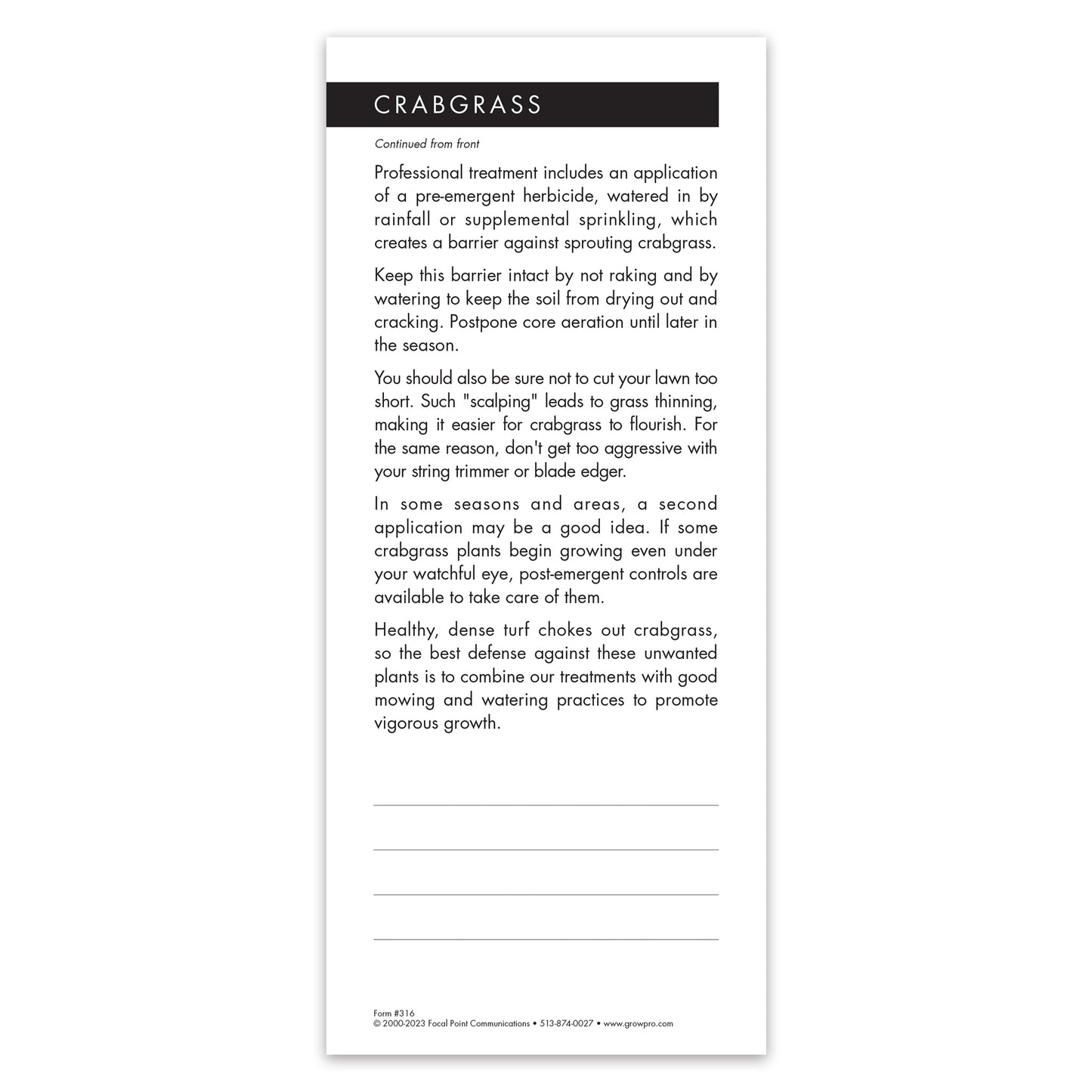 #316 - Crabgrass Grow Note