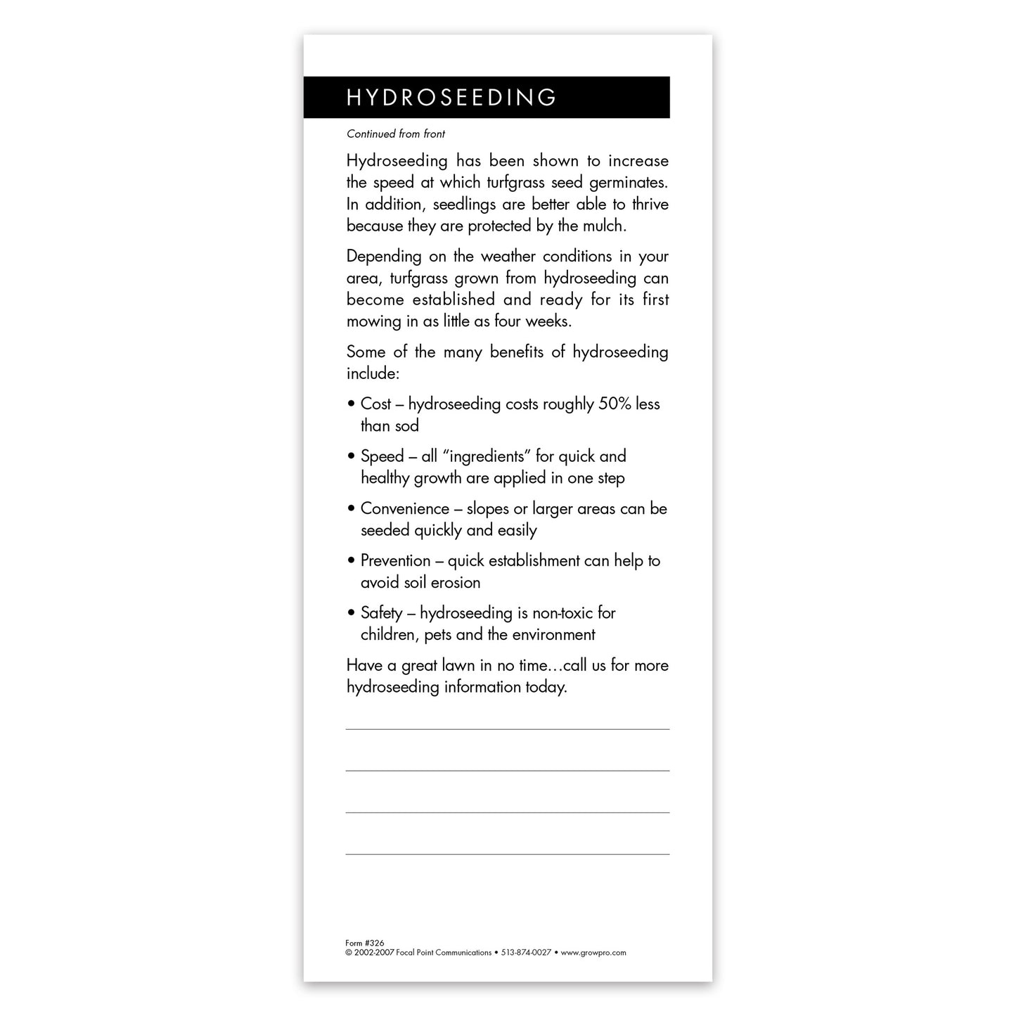 #326 - Hydroseeding Grow Note