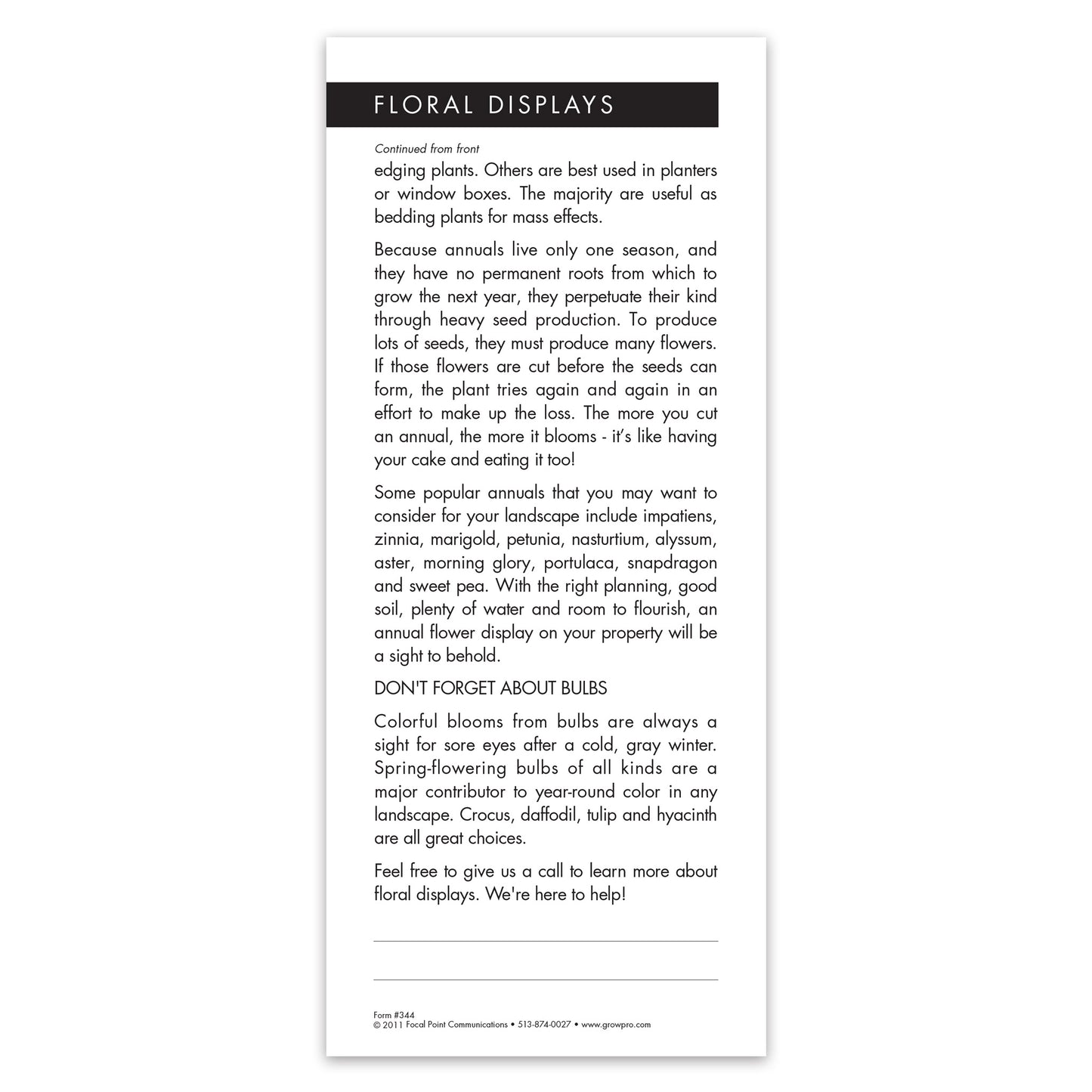 #344 - Floral Displays Grow Note