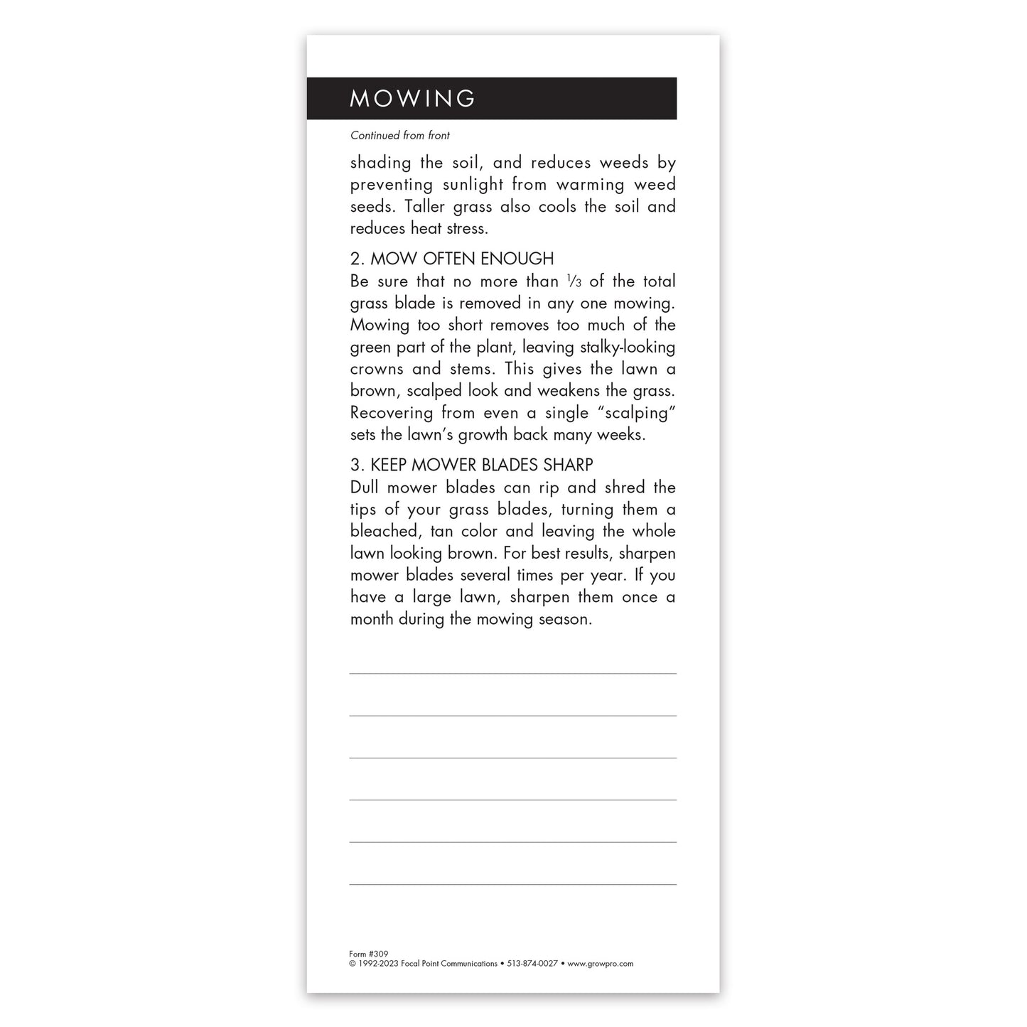 #309 - Mowing Grow Note