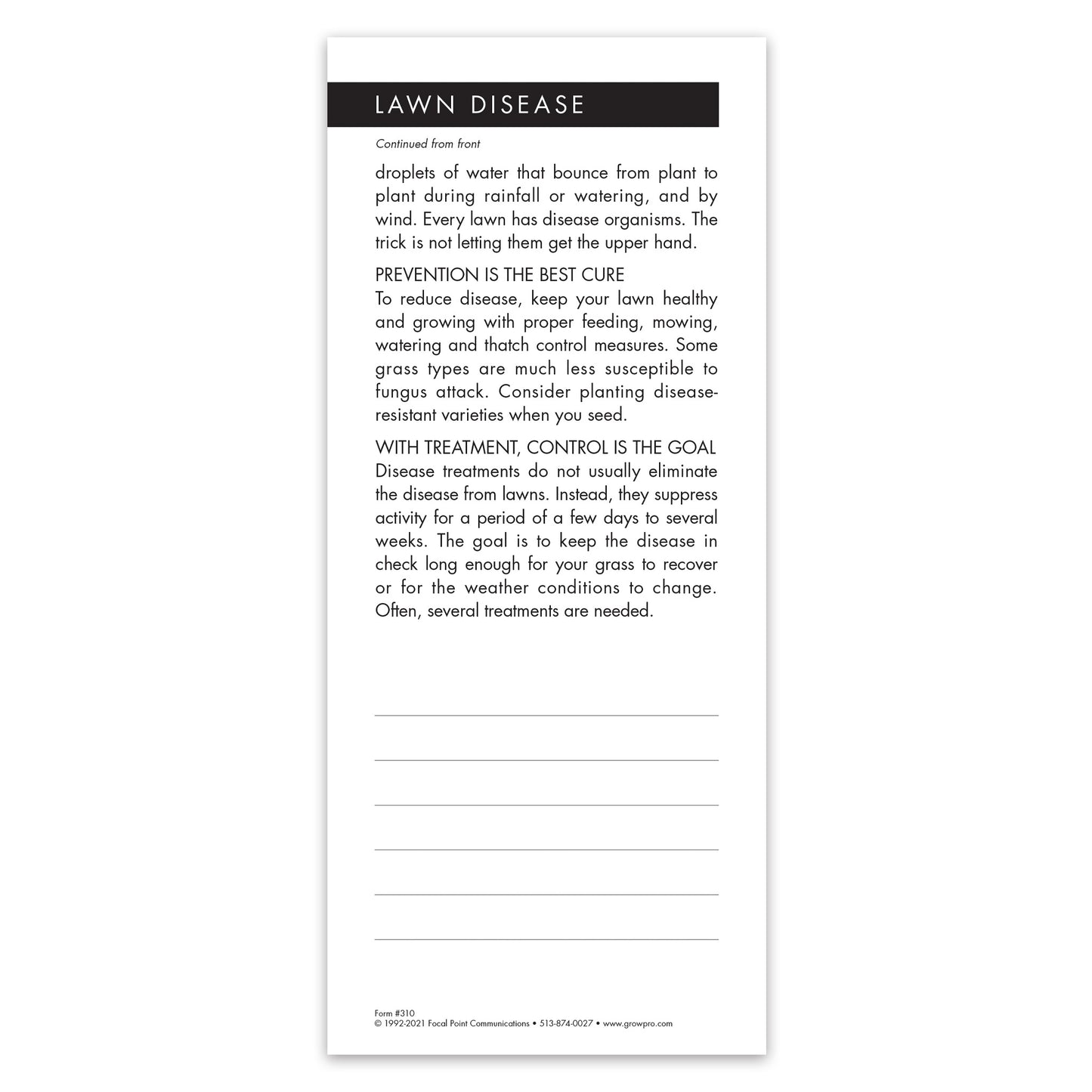 #310 - Lawn Disease Grow Note