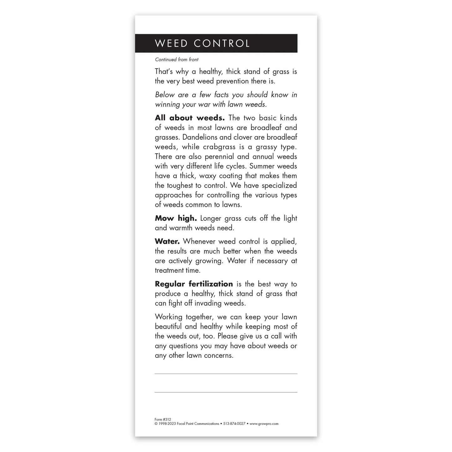 #312 - Weed Control Grow Note