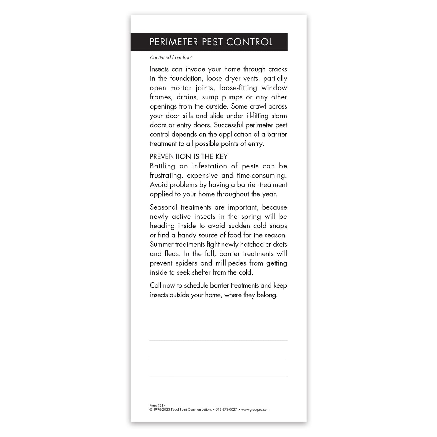 #314 - Perimeter Pest Control Grow Note