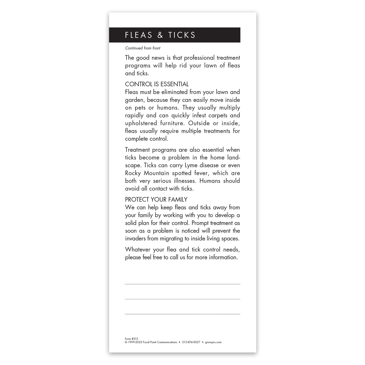 #315 - Fleas and Ticks Grow Note