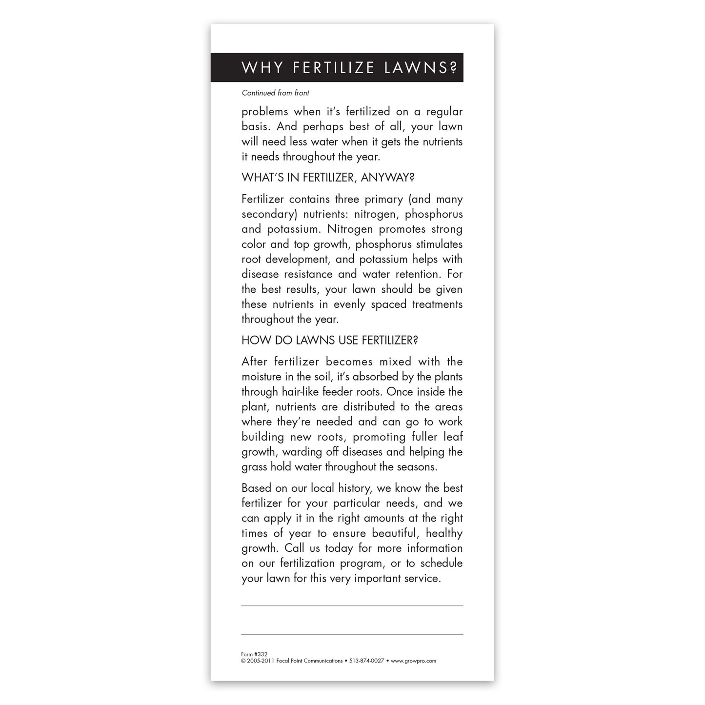 #332 - Why Fertilize Lawns Grow Note