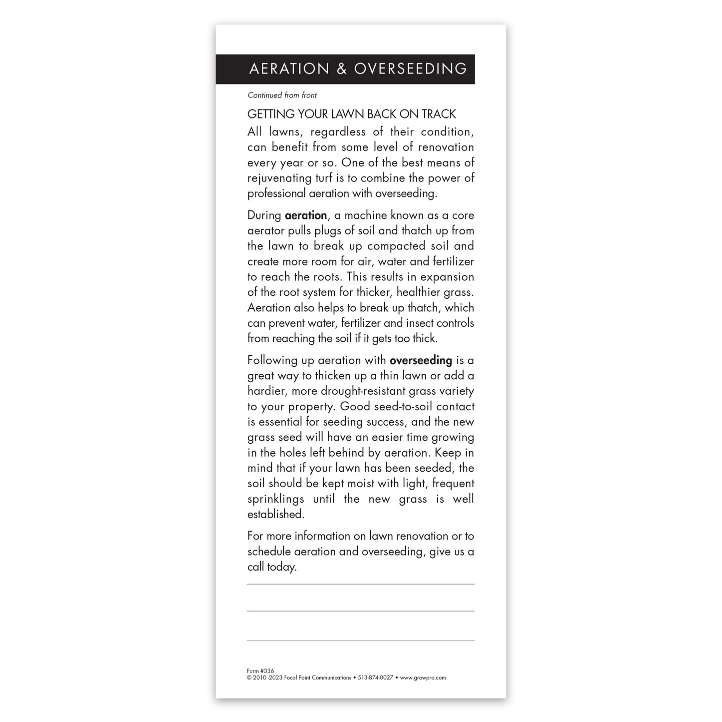 #336 - Aeration & Overseeding Grow Note