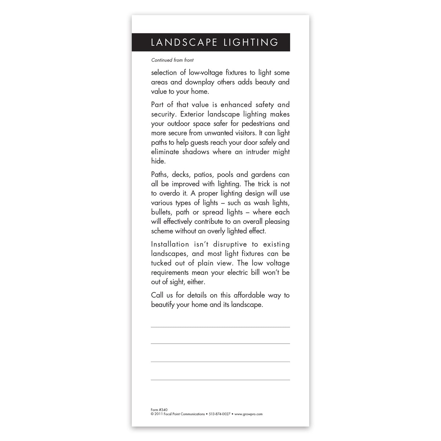 #340 - Landscape Lighting Grow Note